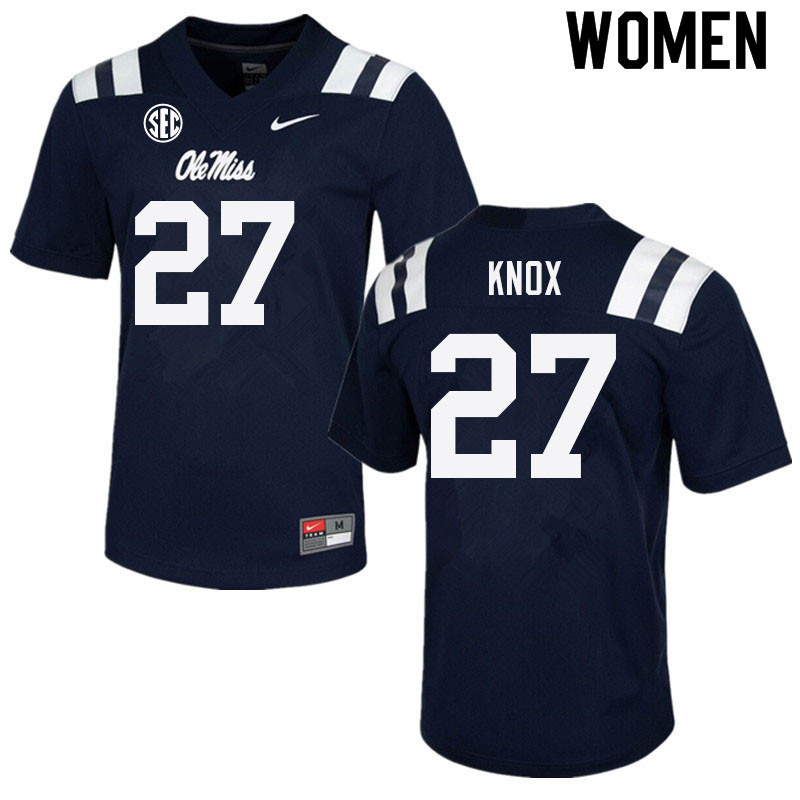 Jalen Knox Ole Miss Rebels NCAA Women's Navy #27 Stitched Limited College Football Jersey VBK3458QM